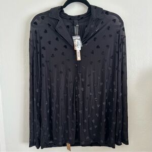 SKIMS Sheer Velvet Pajama Set in Onyx Heart Pattern size XS